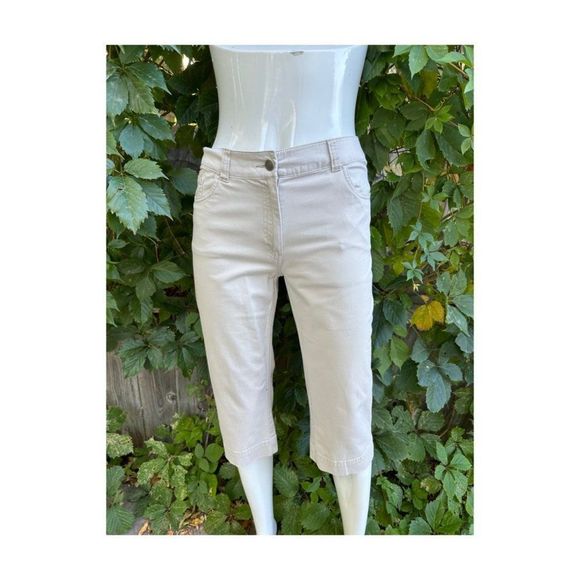 Denver Hayes Beige Cropped Denim Jeans Capri 5 Pocket Sz 8 - Picture 1 of 7